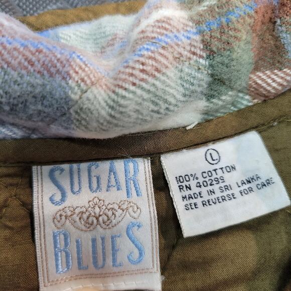Vintage Sugar Blues Quilted Plaid Vest Size Large - Picture 2 of 5